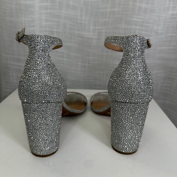 INC Silver Crystal Rhinestone Block Heel Two-Piece Sandals 9 - Picture 13 of 14